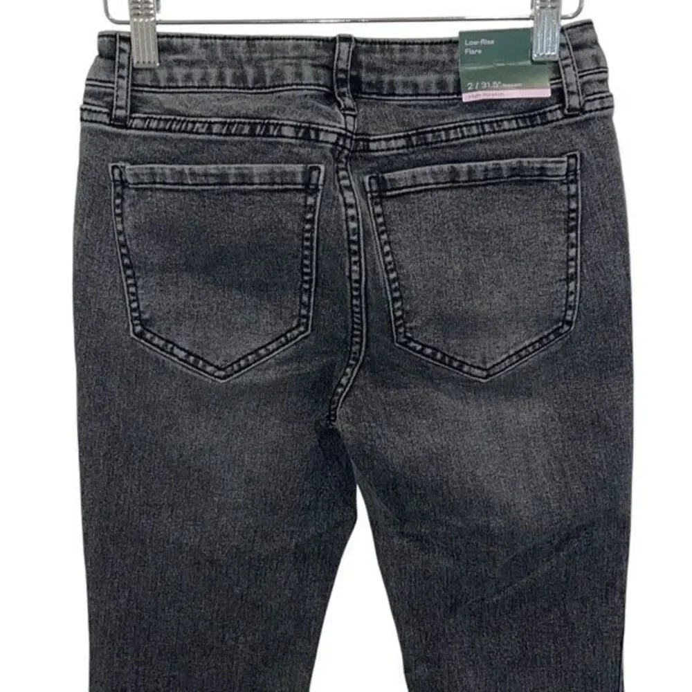 Wild Fable Womens Low Rise High Stretch Whiskered Flare Jeans Vintage Black Size